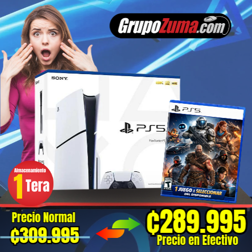 B1 PS5 SLIM DISCO & DIGITAL DE 1TB + 1 JUEGO A SELECCIONAR DEL DISPONIBLE